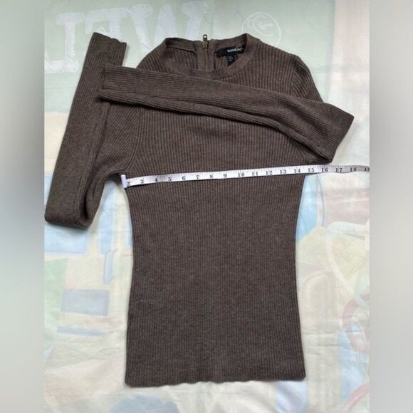 Mango Women's Heather Brown Ripped Soft Knit Sweater Size S - Picture 3 of 10